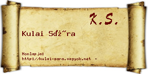 Kulai Sára névjegykártya